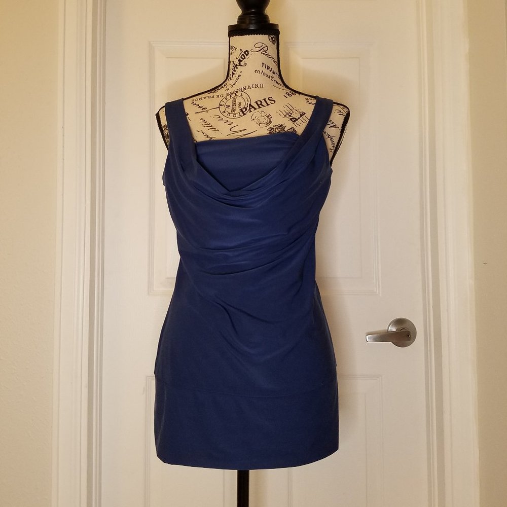 Express Loyal Blue Sleeveless Top with Cowl Neck